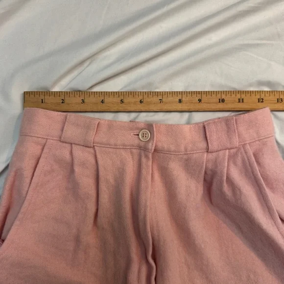 Vintage 90s Pink 100% Wool Women's Pleated Trousers - Picture 5 of 7